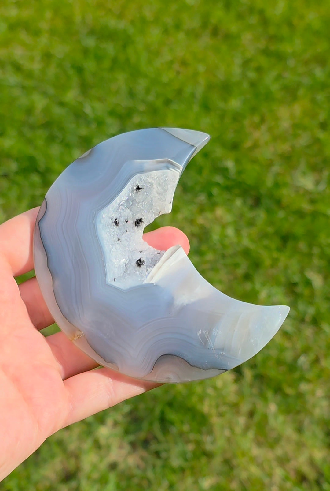 Druzy Agate Moon on Stand A