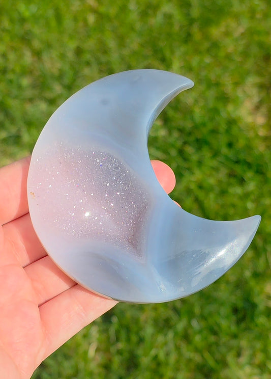 Druzy Agate Moon on Stand B
