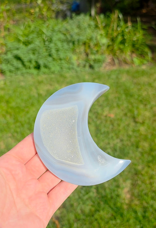 Druzy Agate Moon on Stand C