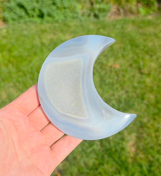 Druzy Agate Moon on Stand C
