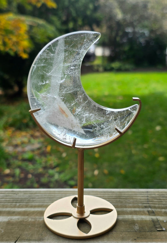 Clear Quartz Moon on Stand
