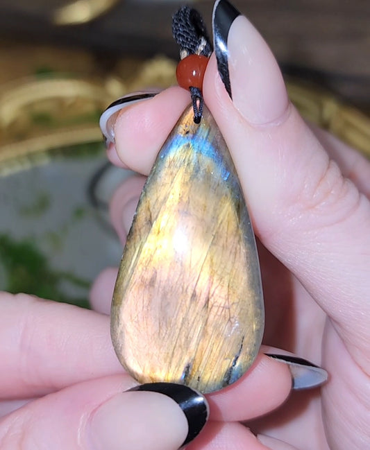 Labradorite Teardrop Pendant Necklace B