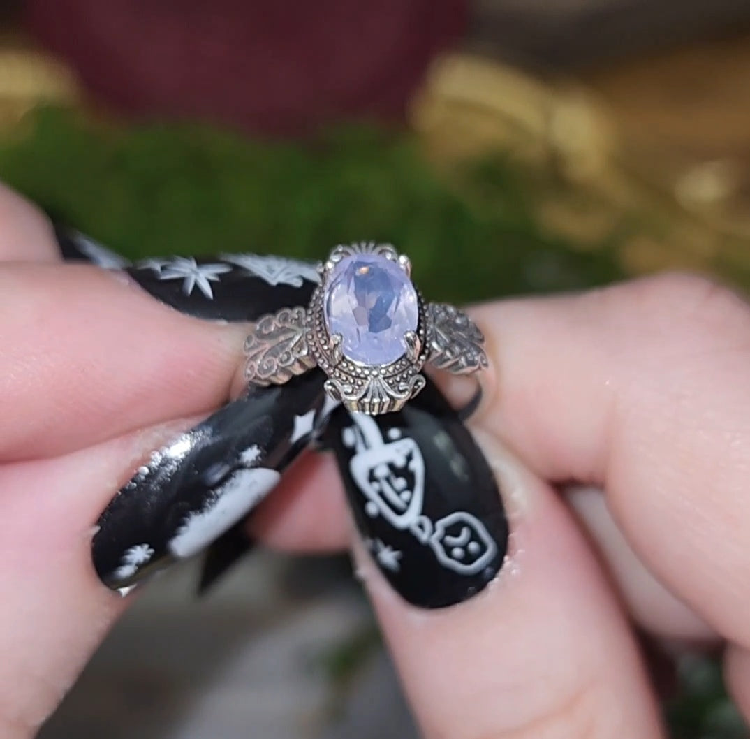 Faceted Lavender Moon Quartz Ring A