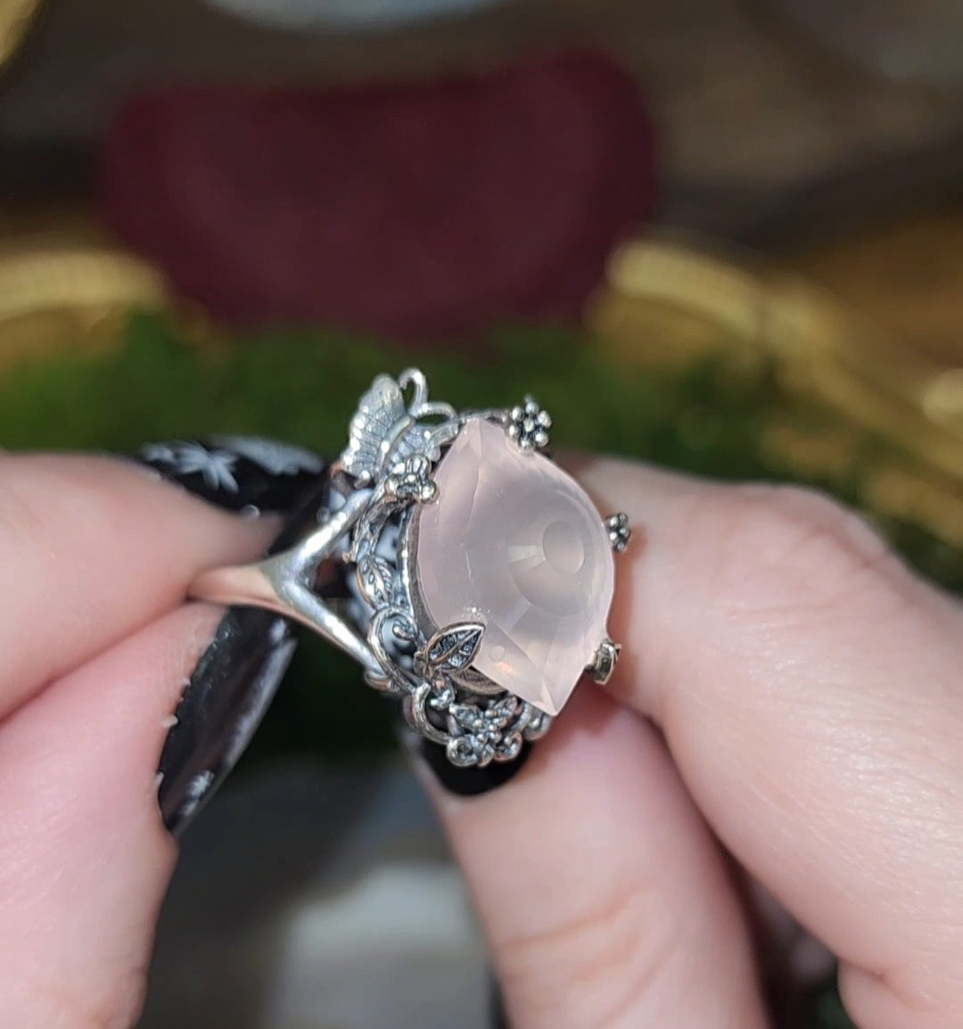 Evil Eye Rose Quartz Ring