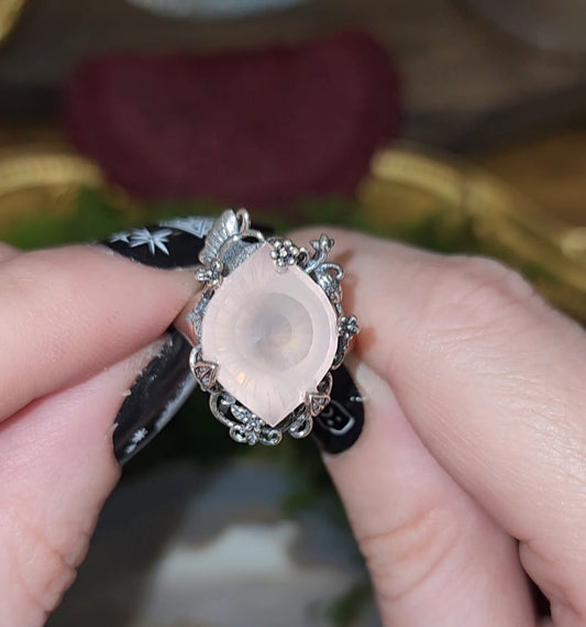 Evil Eye Rose Quartz Ring