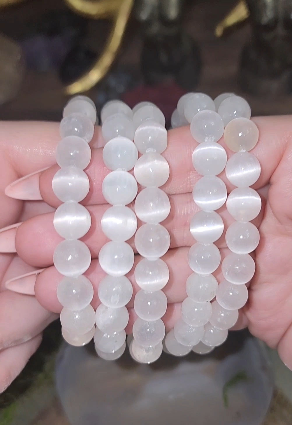 8mm White Selenite Bracelet