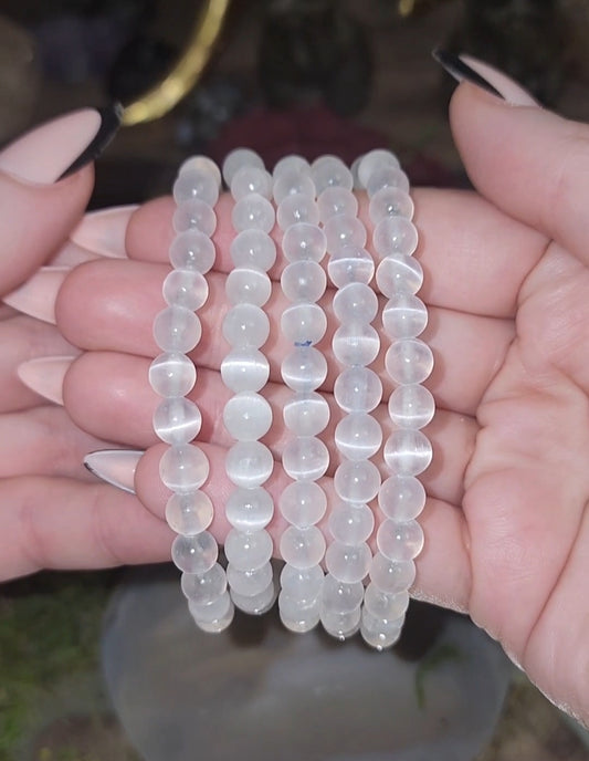 6mm White Selenite Bracelet