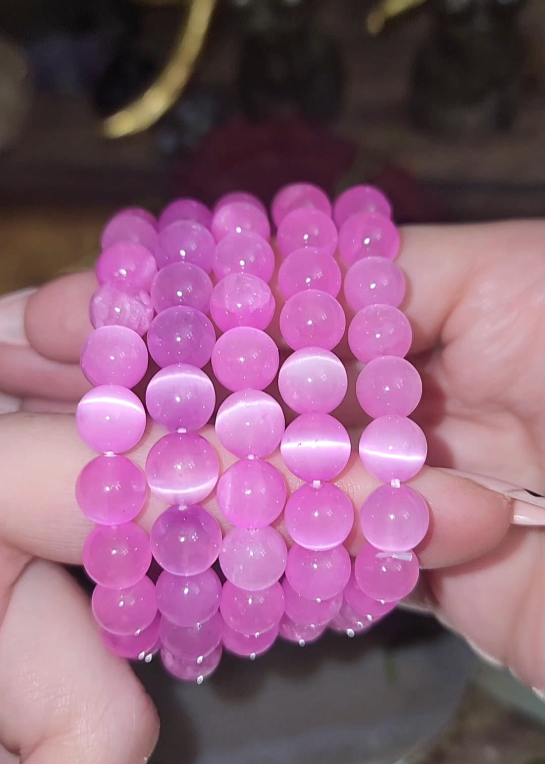 8mm Magenta Selenite Bracelet