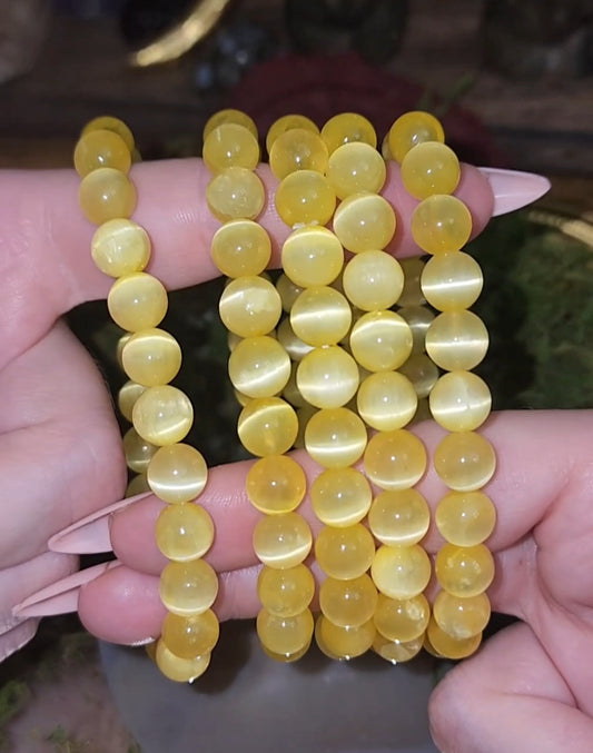 8mm Yellow Selenite Bracelet