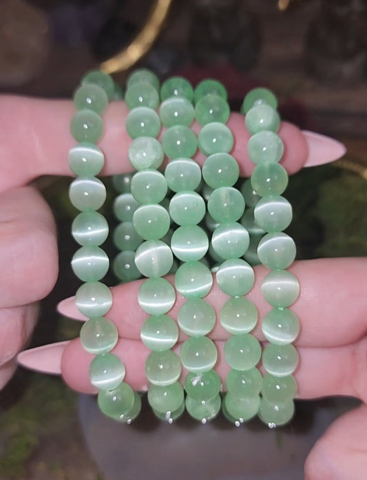 8mm Green Selenite Bracelet