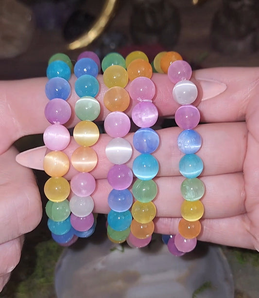 8mm Multicolor Selenite Bracelet