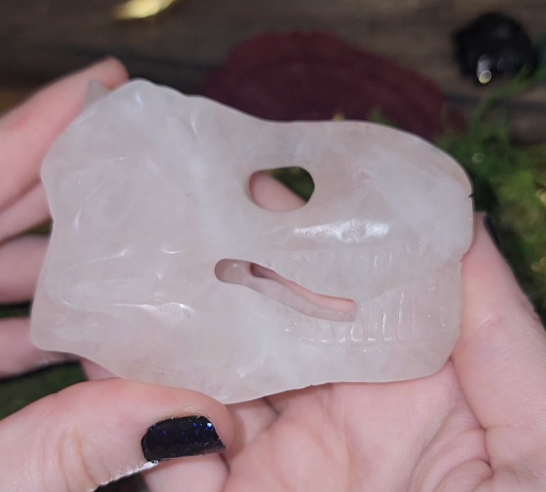 Rose Quartz Dinosaur Skull