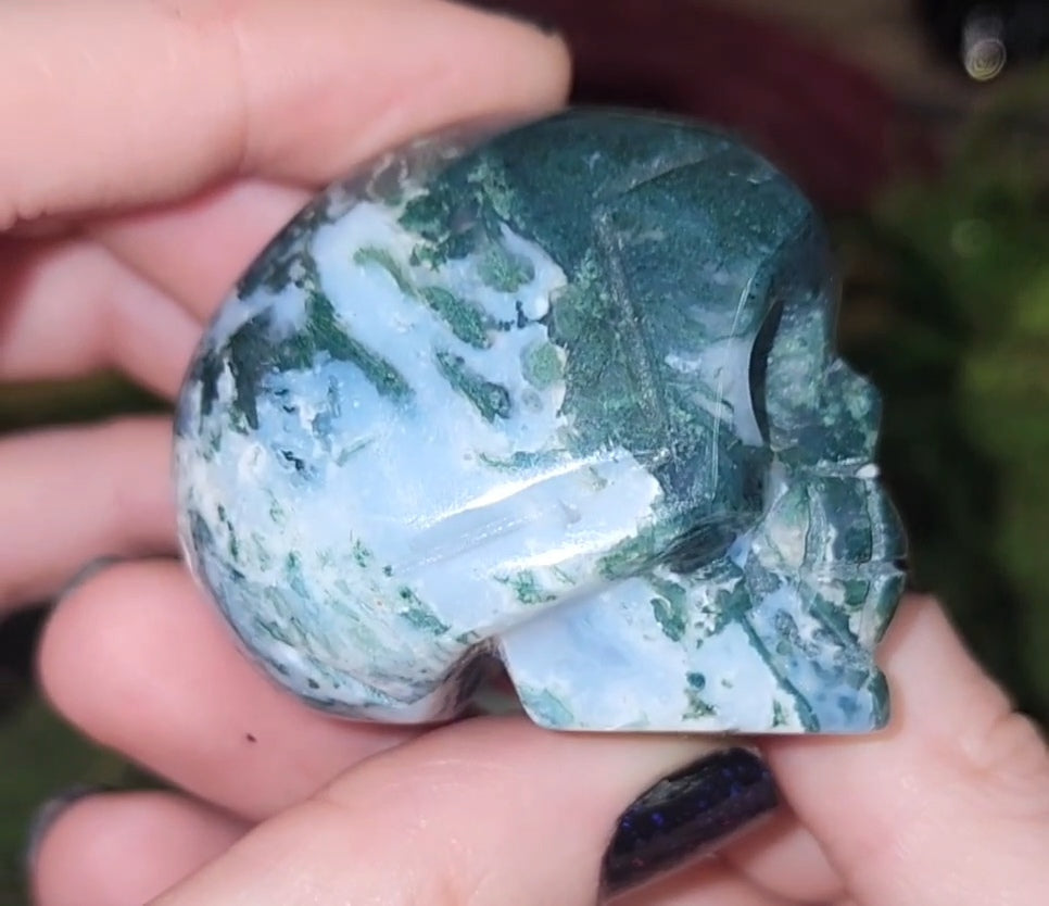 Moss Agate Skull