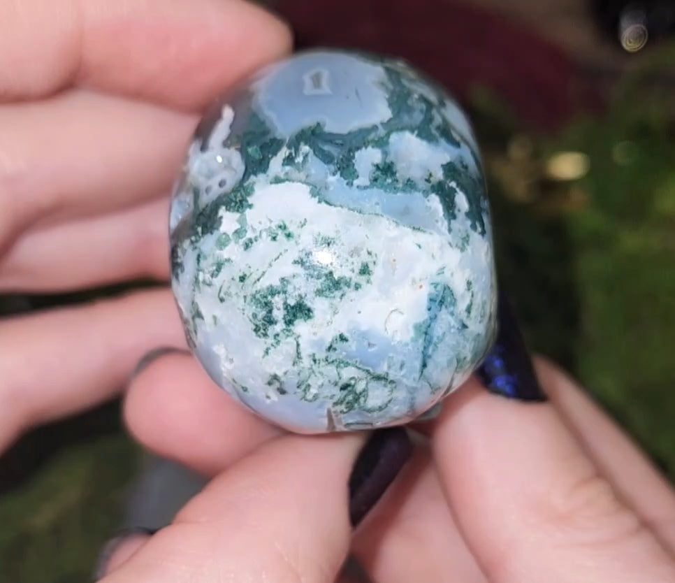 Moss Agate Skull