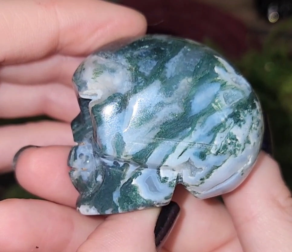 Moss Agate Skull