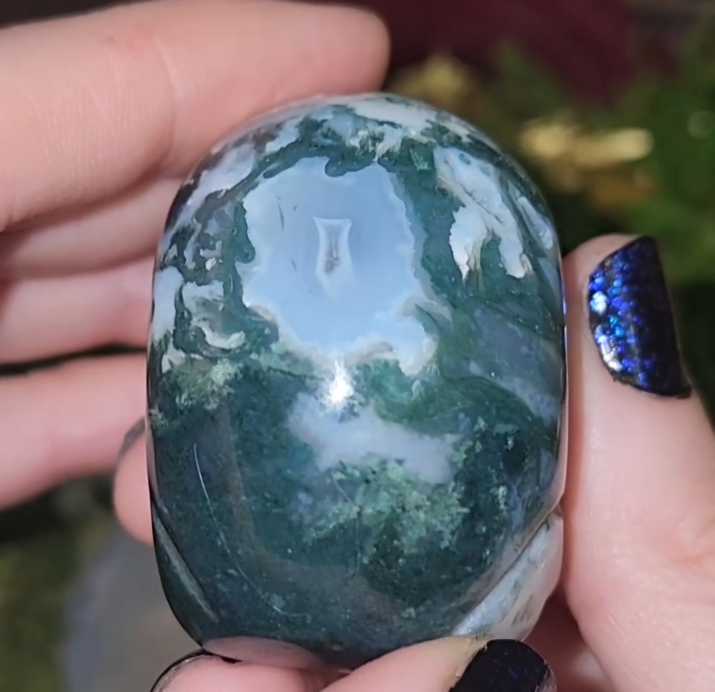 Moss Agate Skull