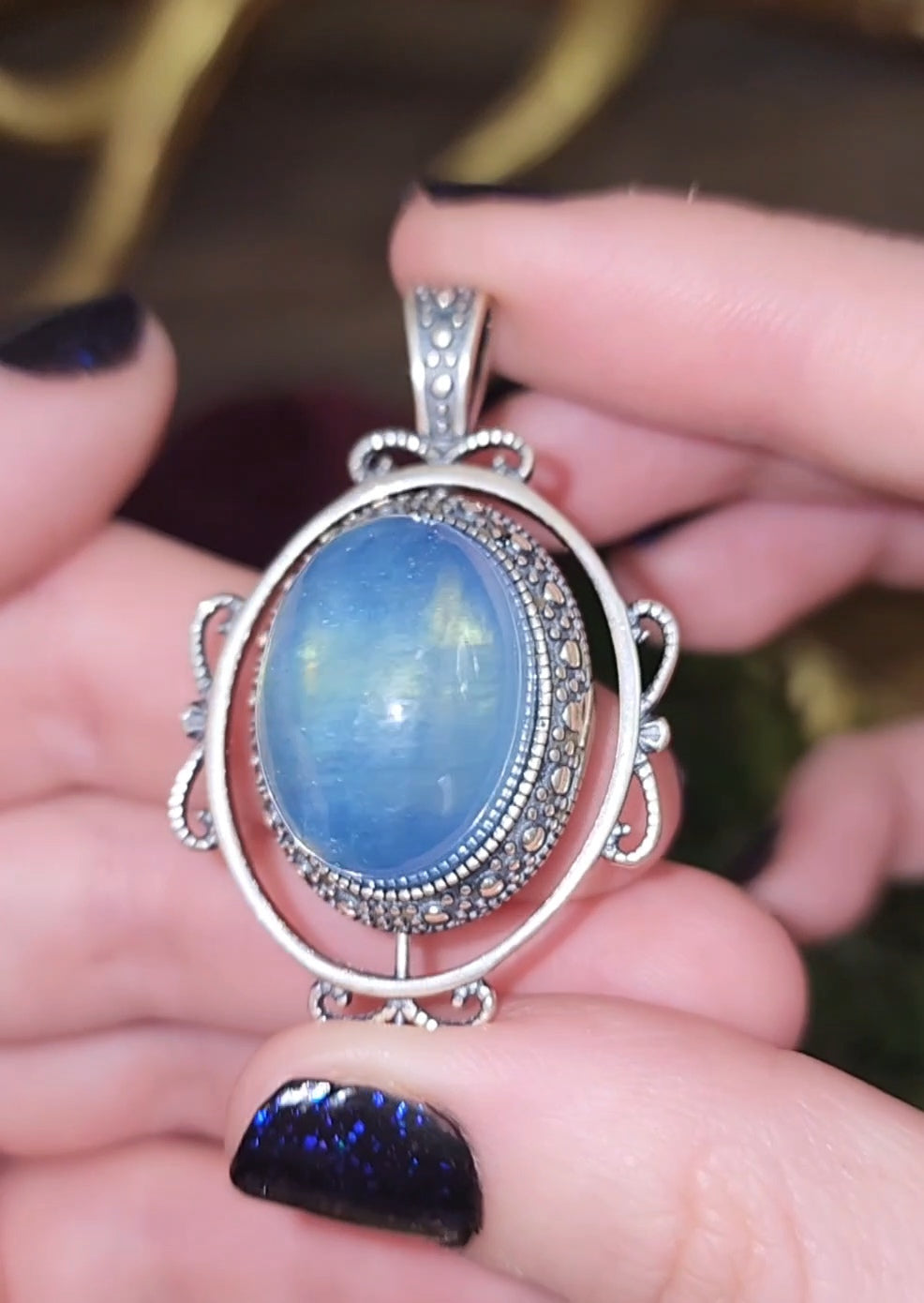 Spinning Aquamarine Pendant