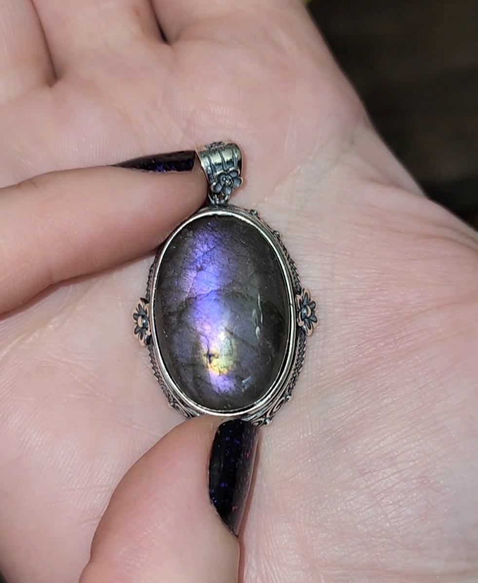 Purple Flash Labradorite Pendant