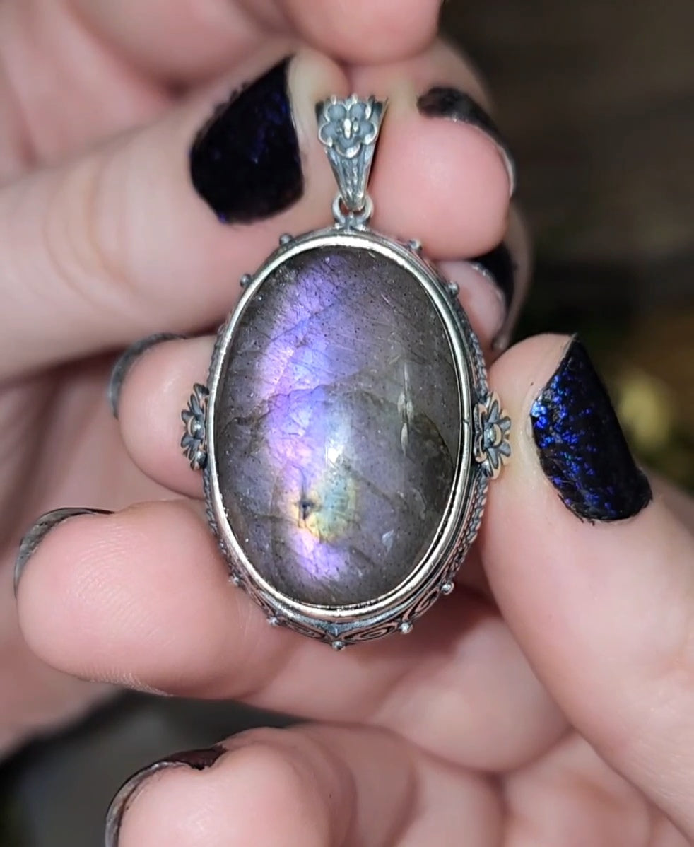 Purple Flash Labradorite Pendant