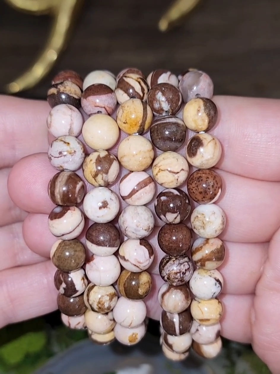 8mm Chocolate Calcite Stretch Bracelet