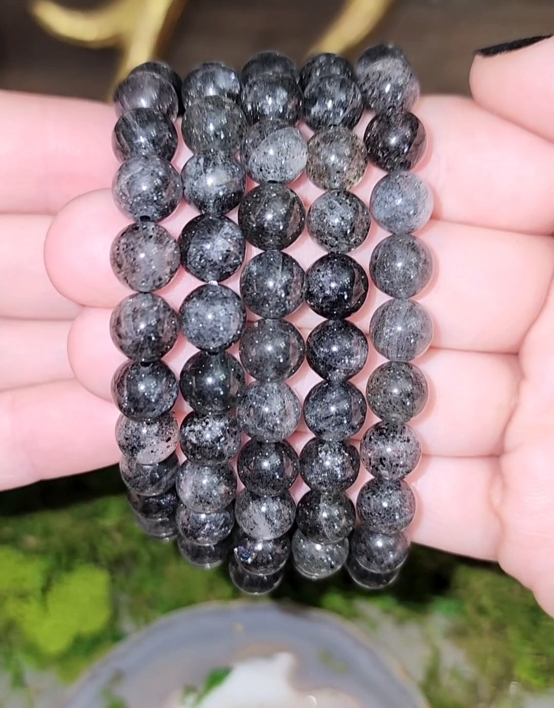 8mm Black Rutile Stretch Bracelet