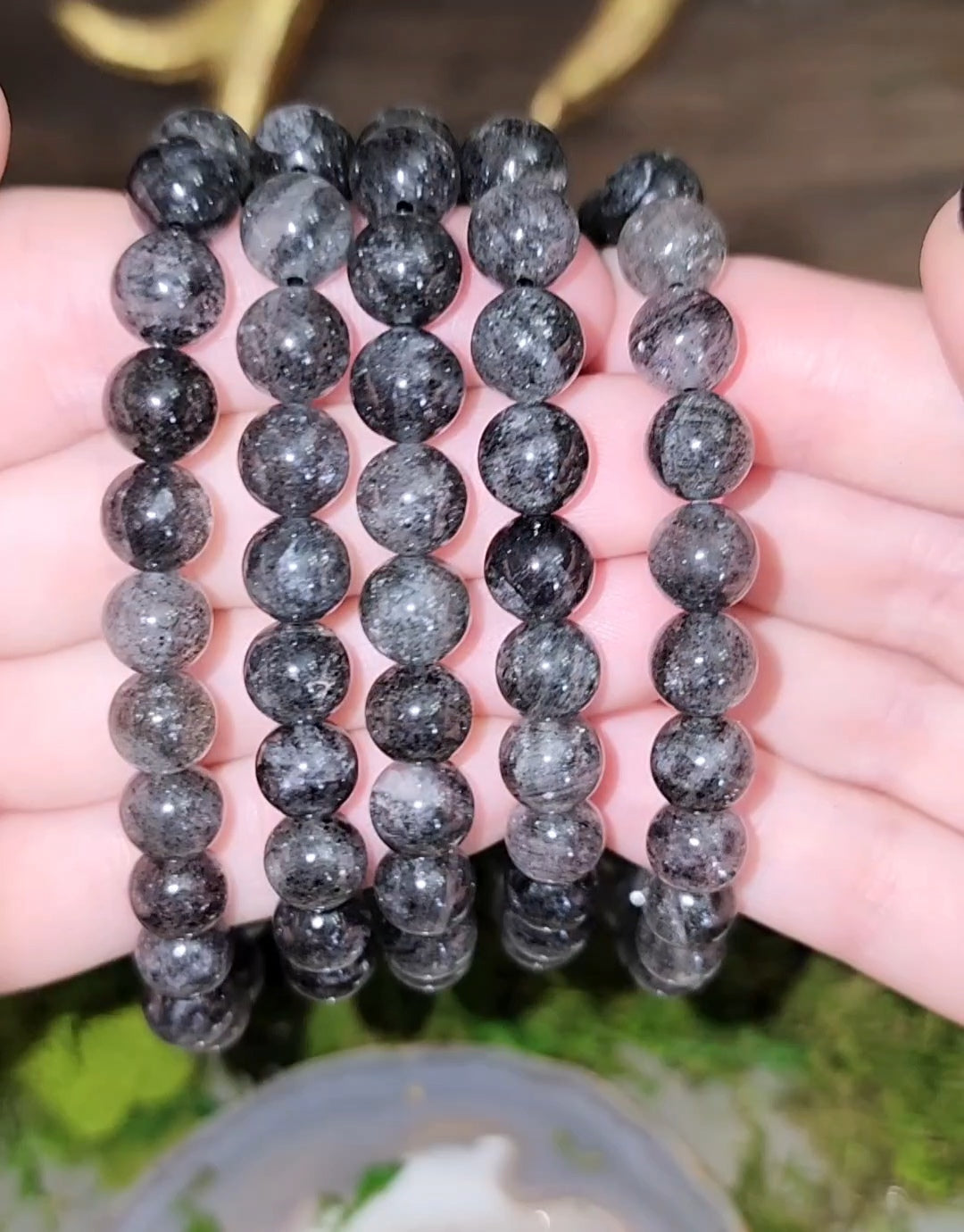 8mm Black Rutile Stretch Bracelet