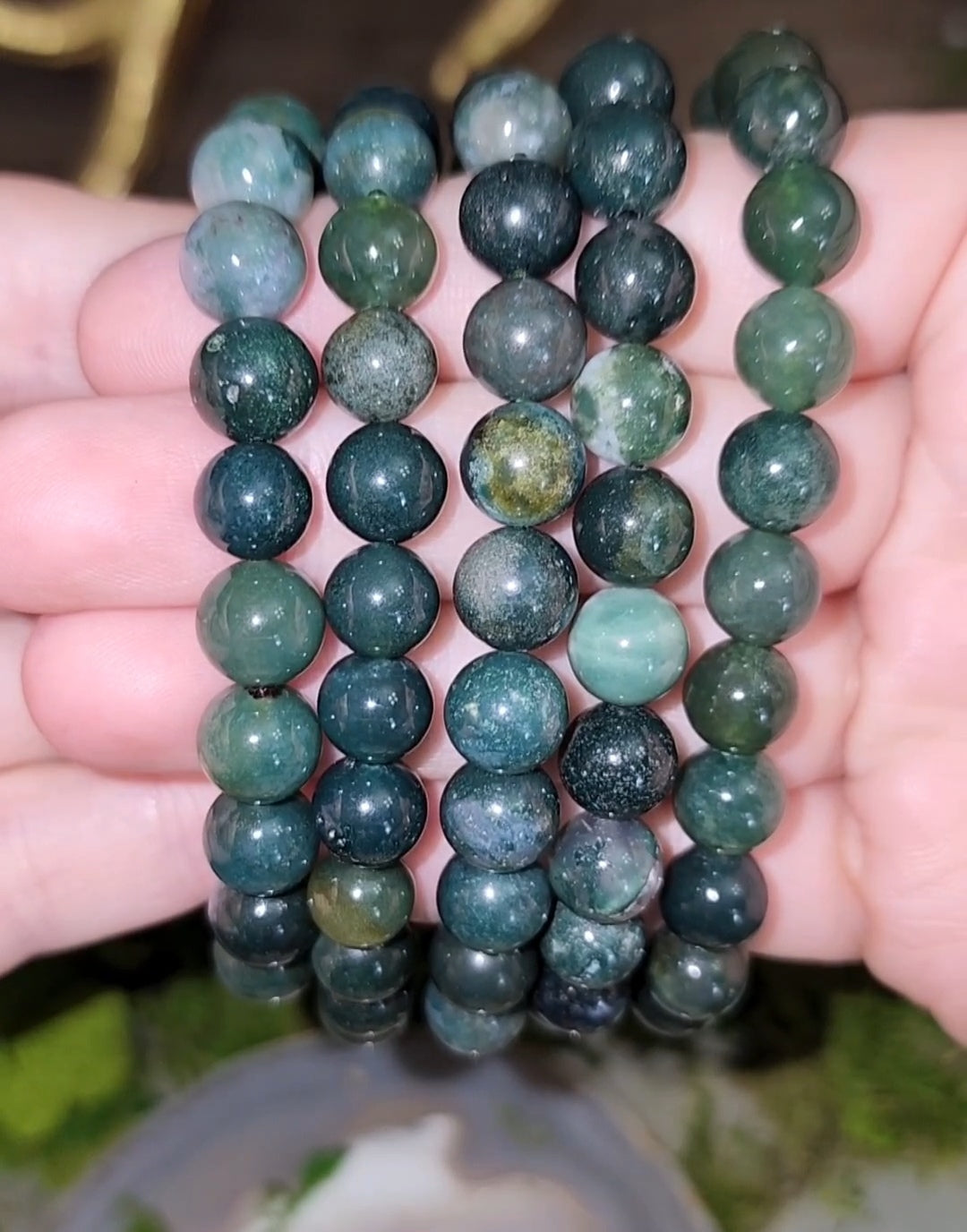 8mm Moss Agate Stretch Bracelet