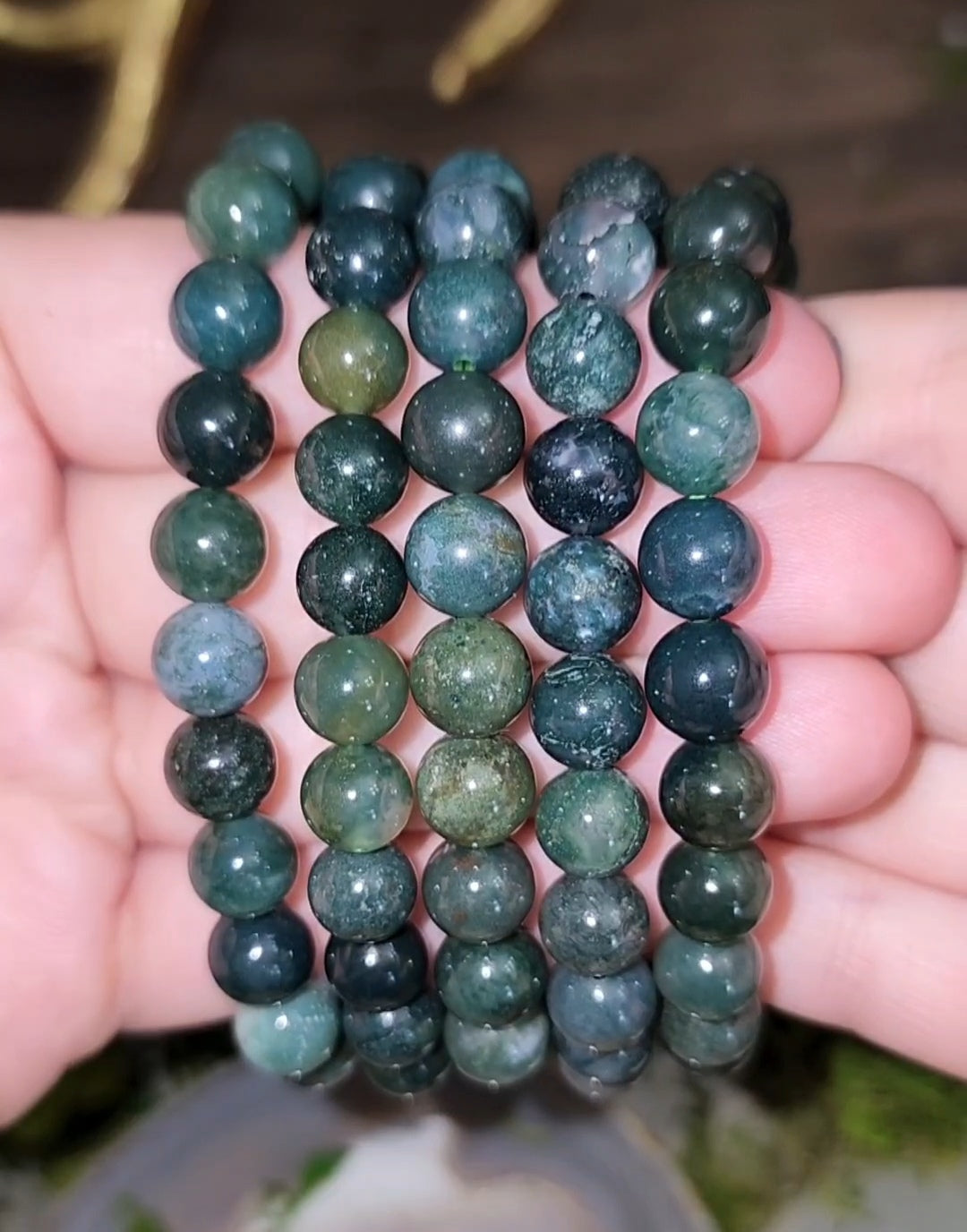 8mm Moss Agate Stretch Bracelet