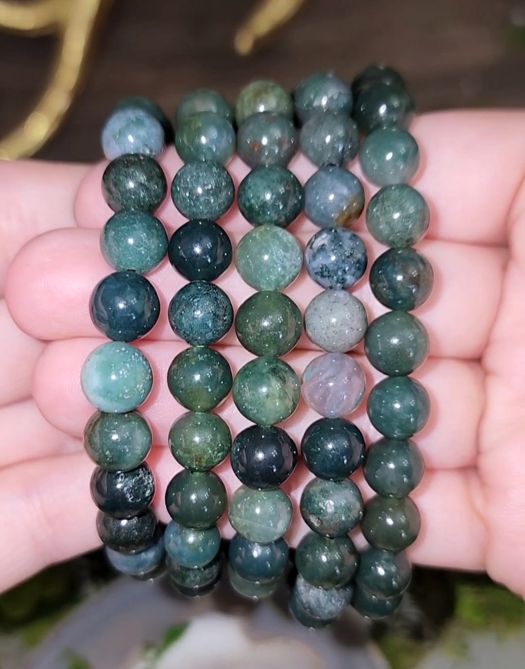 8mm Moss Agate Stretch Bracelet