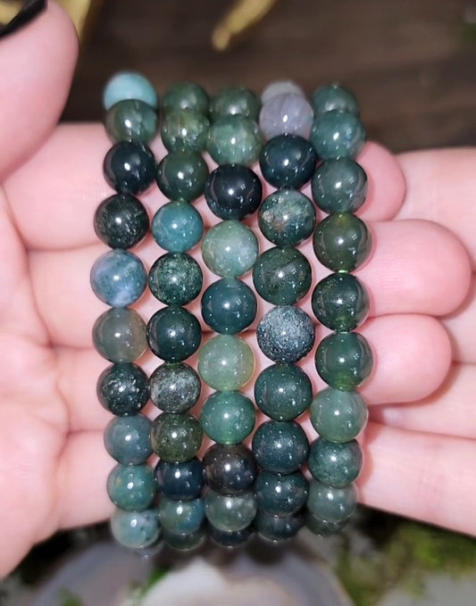 8mm Moss Agate Stretch Bracelet