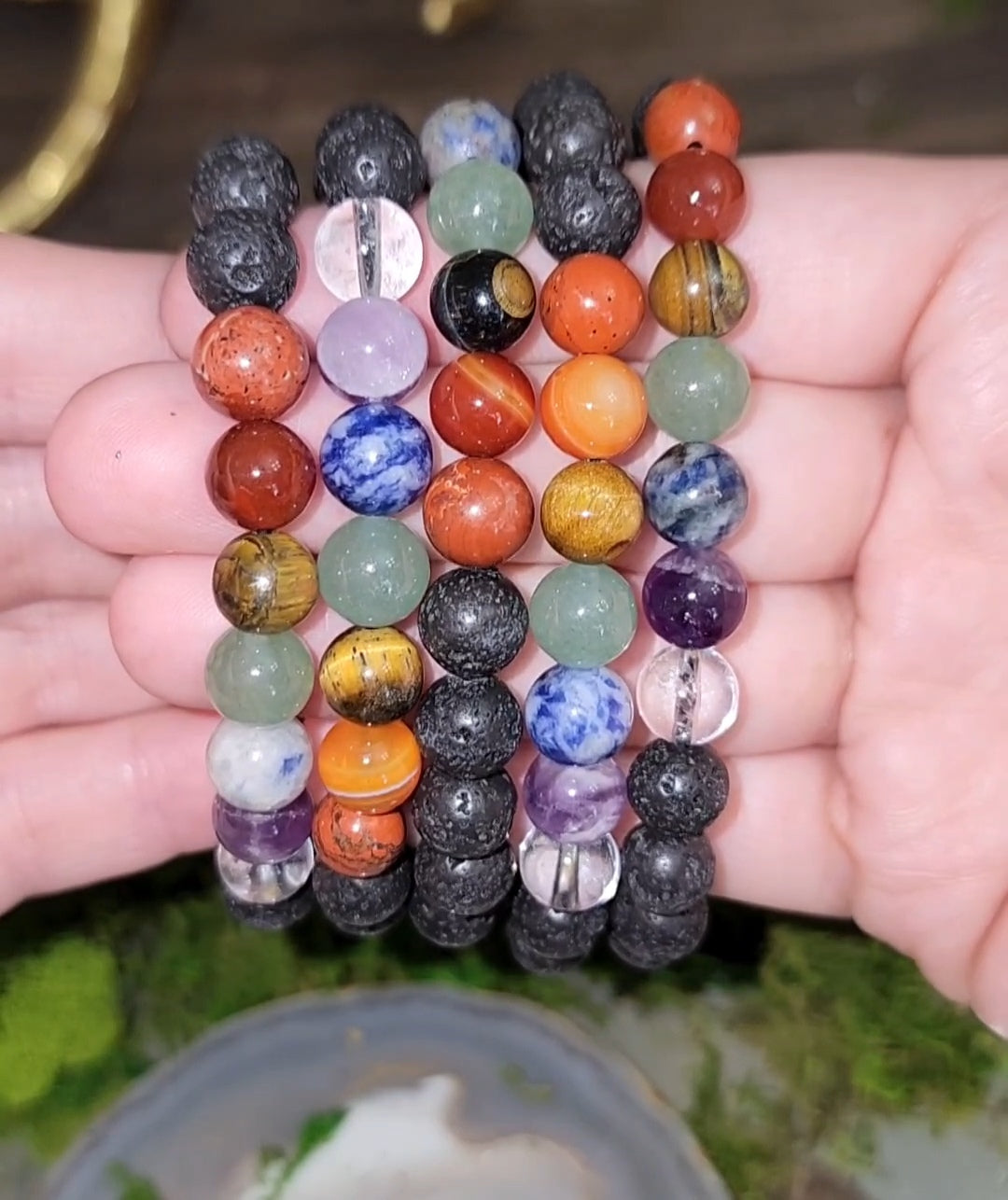 8mm Lava Stone Chakra Stretch Bracelet