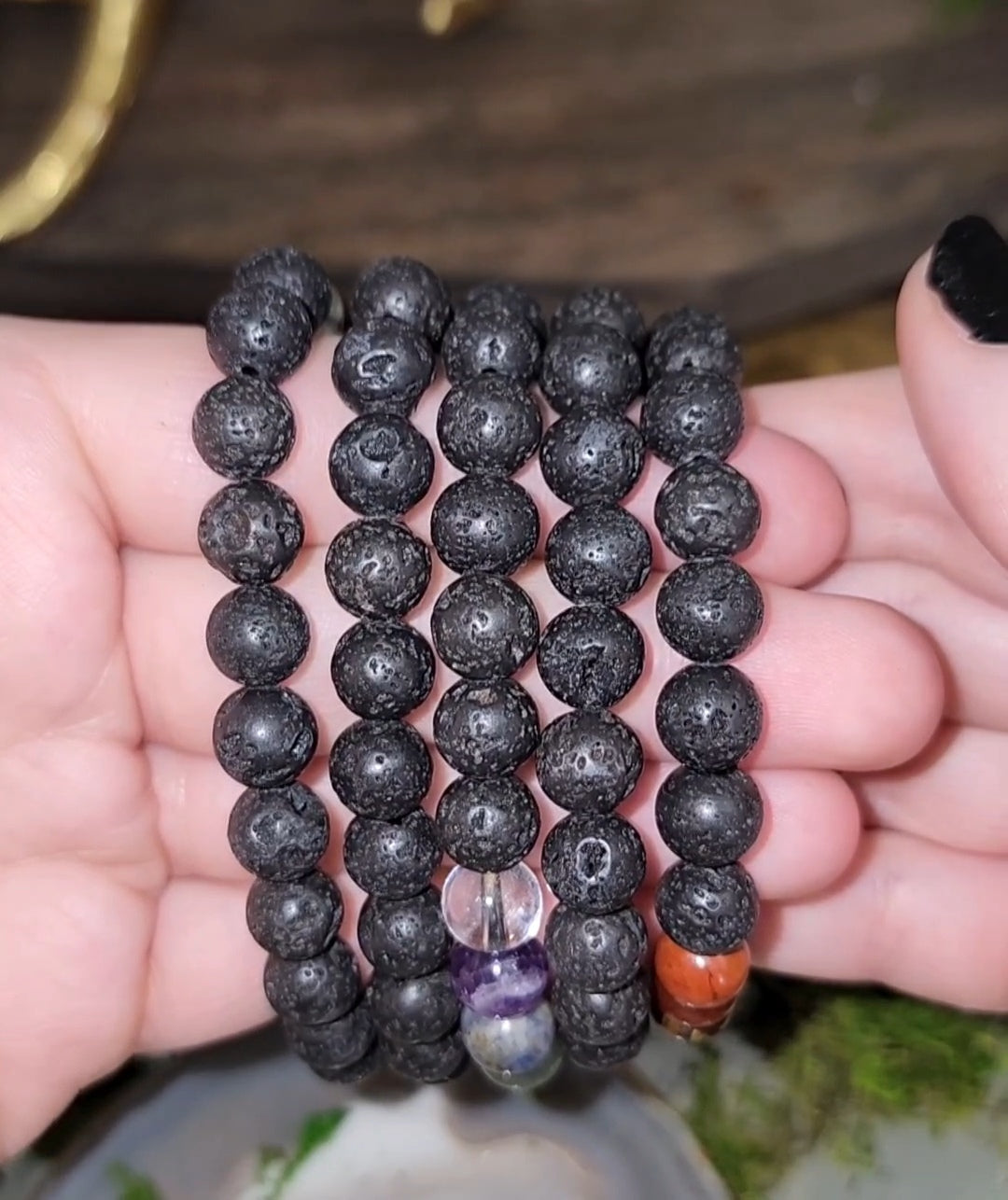 8mm Lava Stone Chakra Stretch Bracelet