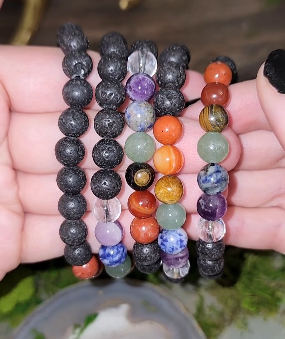 8mm Lava Stone Chakra Stretch Bracelet