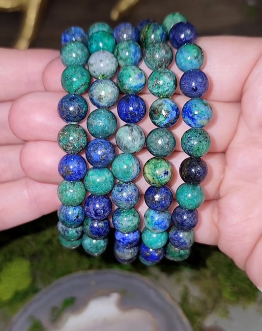 8mm Azurite and Malachite Stretch Bracelet