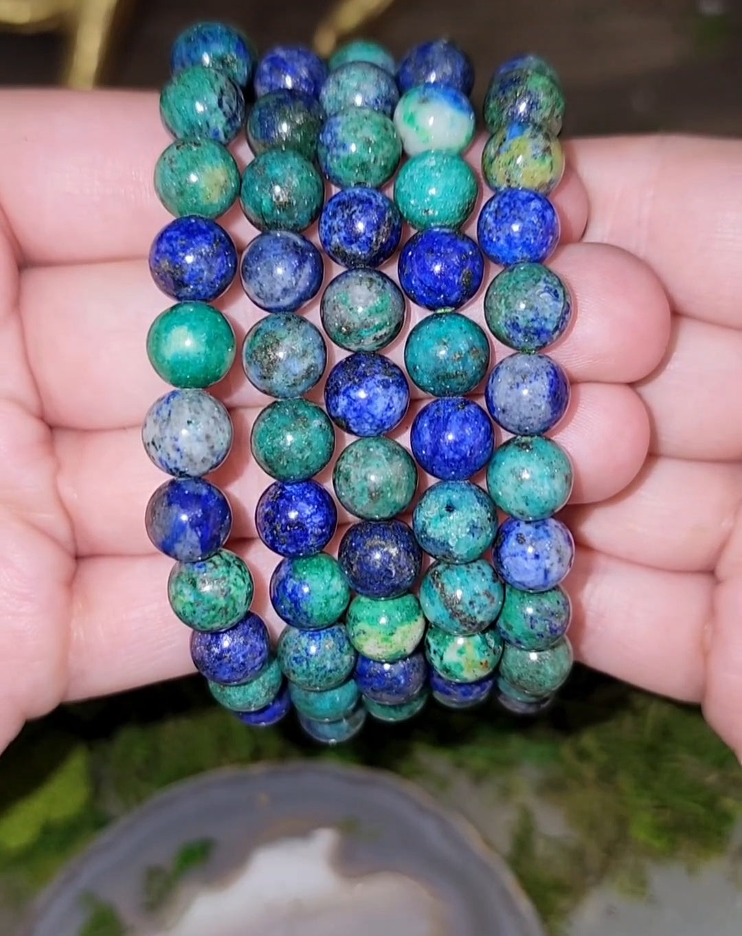 8mm Azurite and Malachite Stretch Bracelet