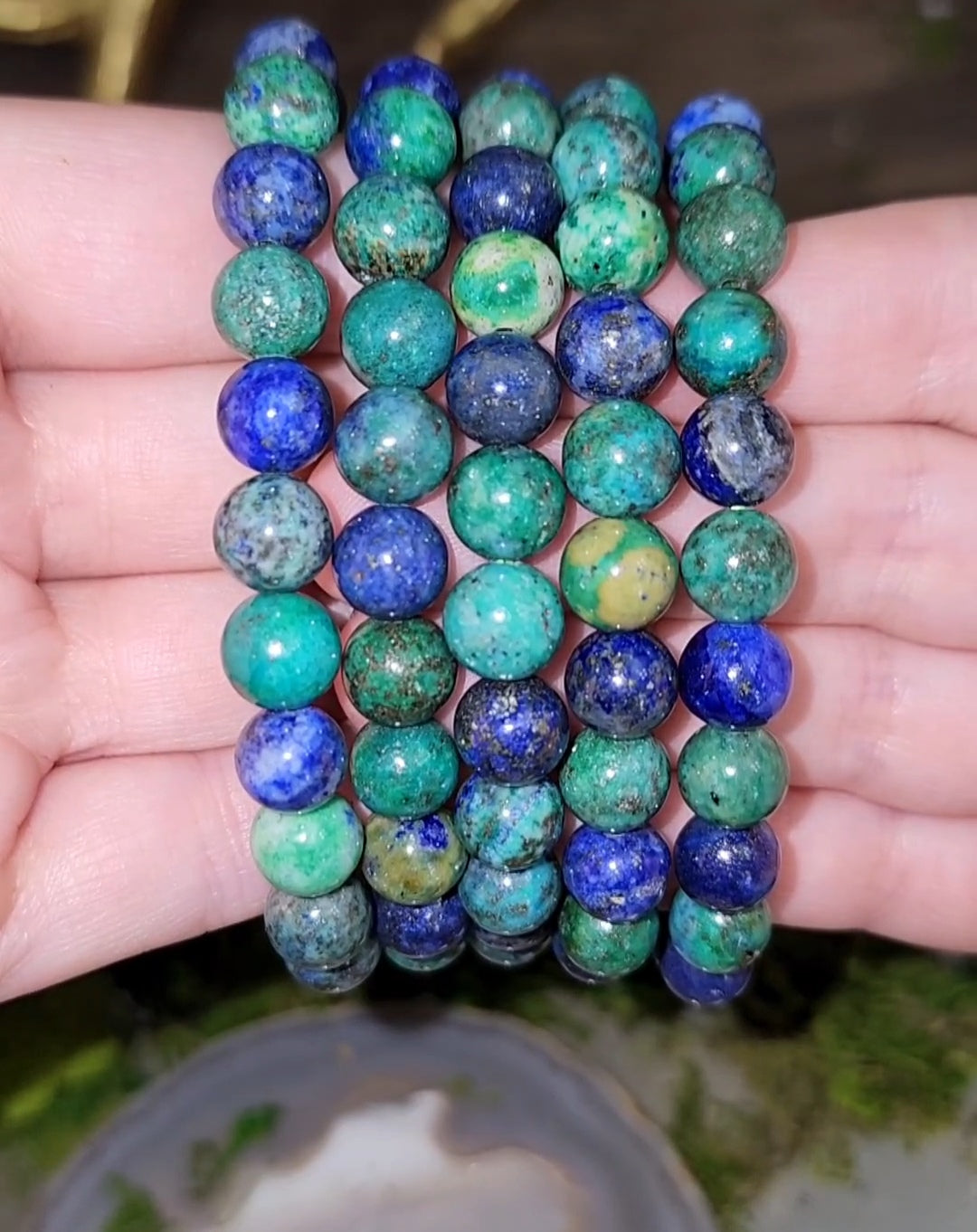 8mm Azurite and Malachite Stretch Bracelet