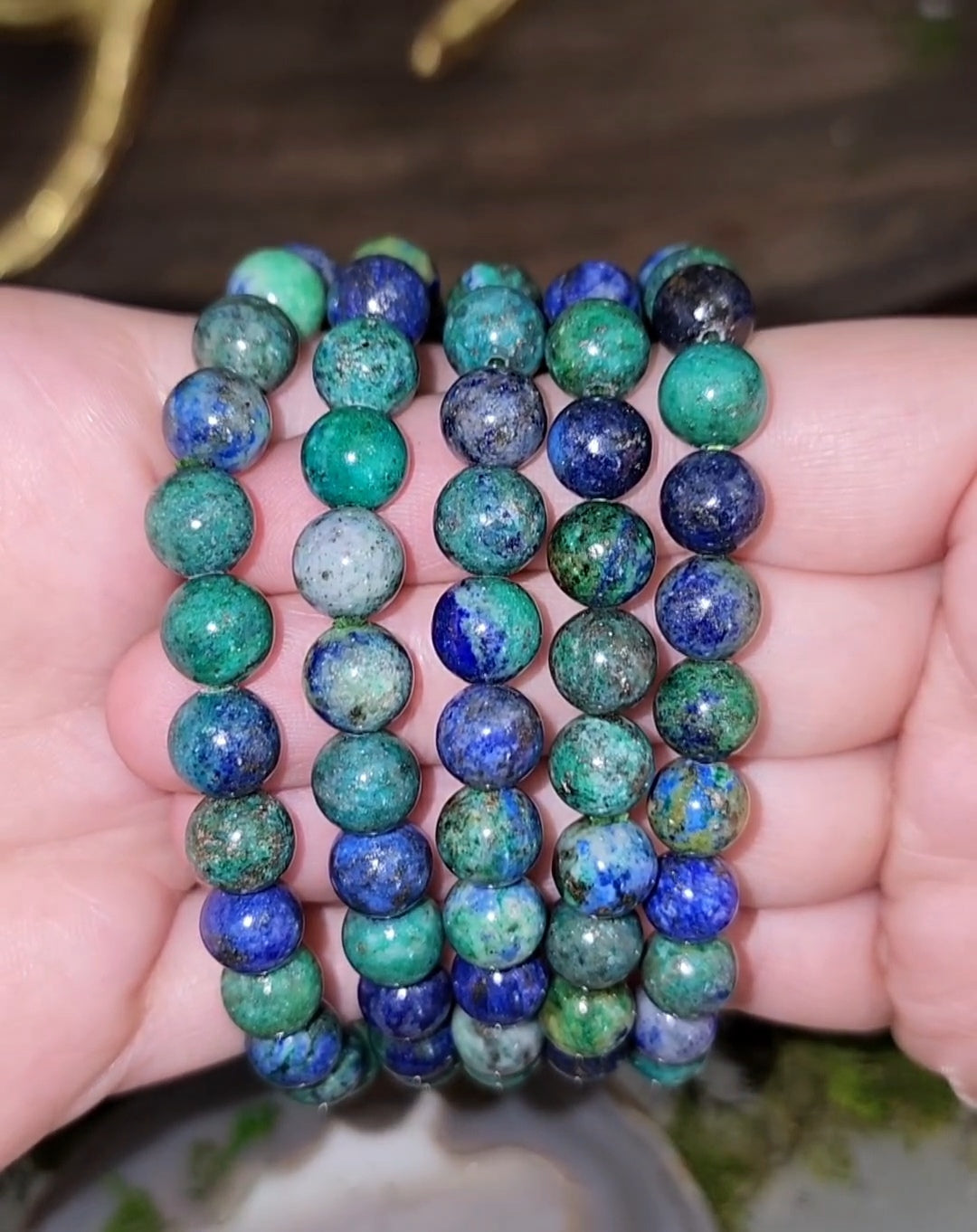 8mm Azurite and Malachite Stretch Bracelet