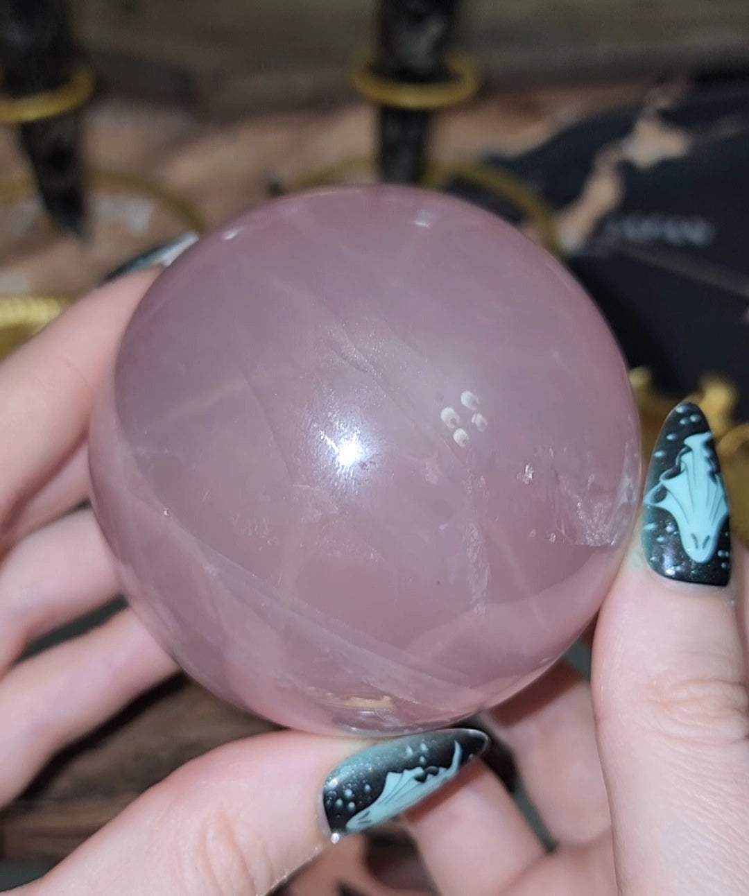 Star Rose Quartz with Dendrite Sphere