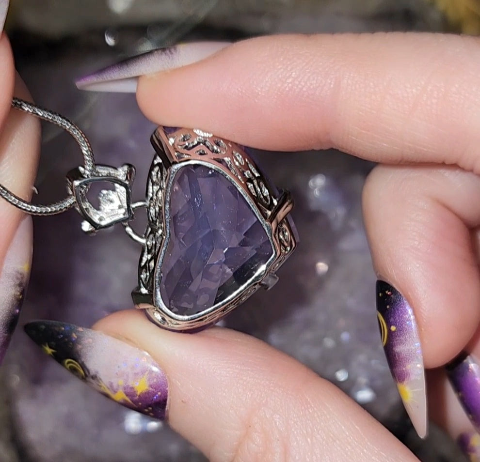 Lavender Moon Quartz Heart Pendant