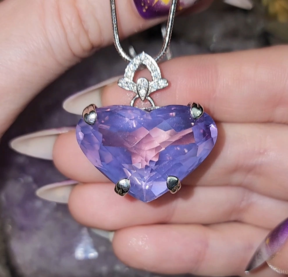 Lavender Moon Quartz Heart Pendant