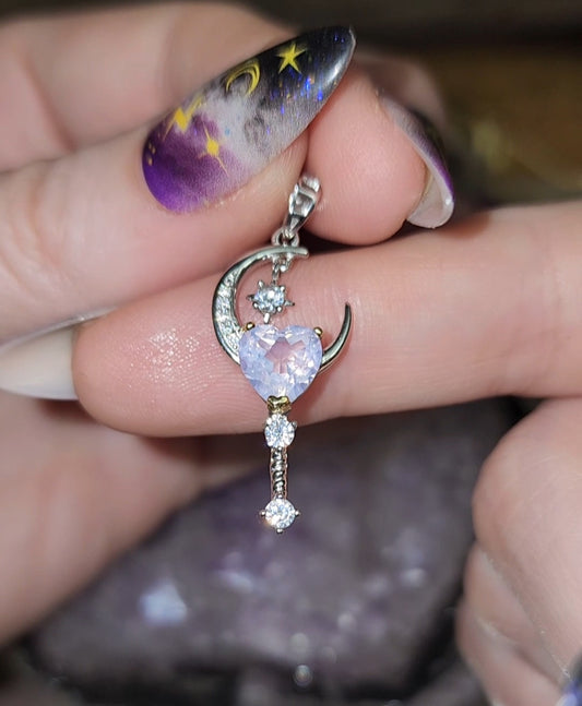 Lavender Moon Quartz Wand Pendant