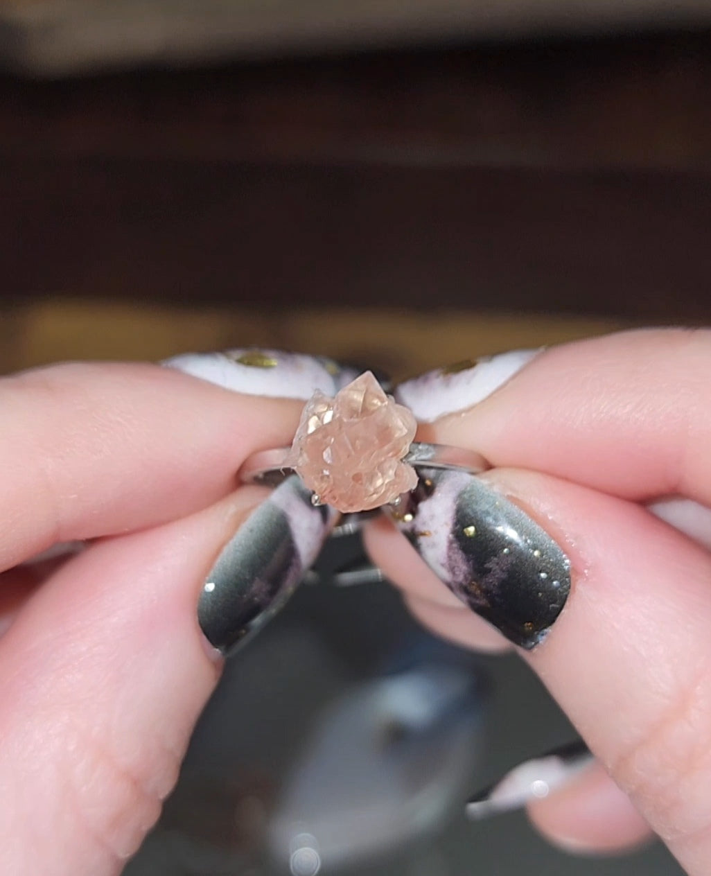 Pink Amethyst Cluster Ring