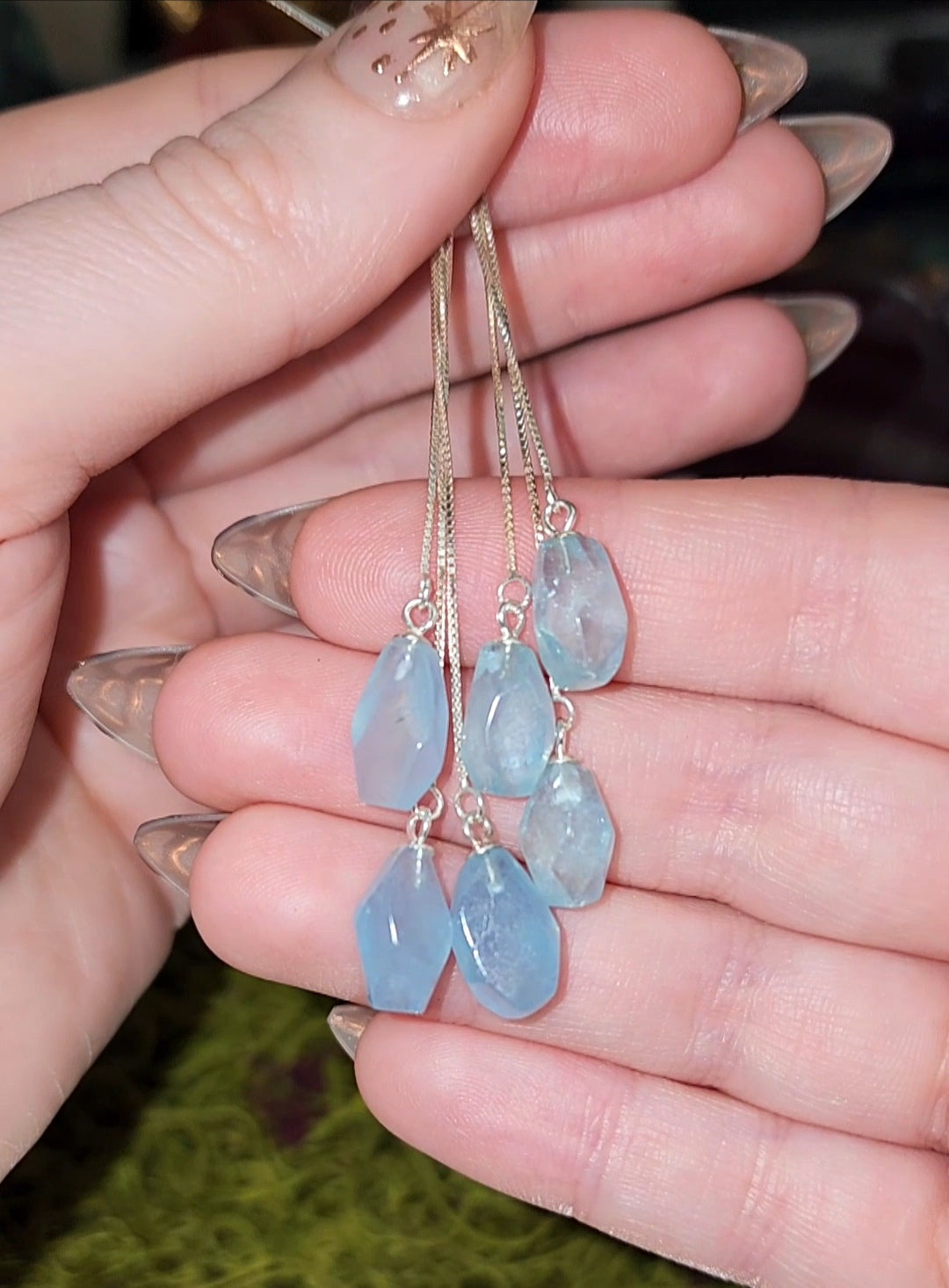 Aquamarine Pull Earrings