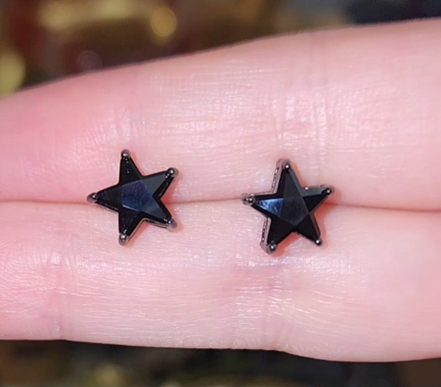 Black Spinel Star Earrings