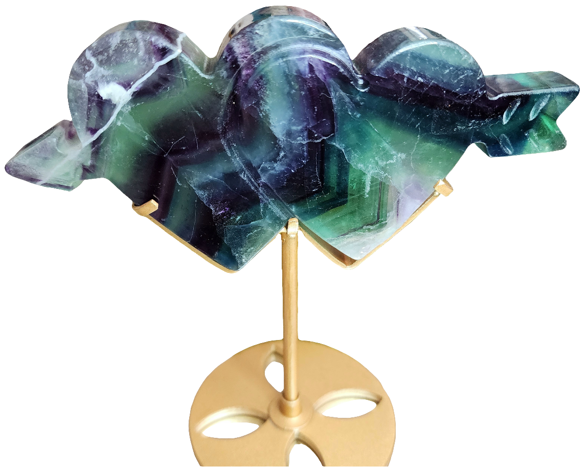 Purple and Blue Fluorite Double Cupid Hearts