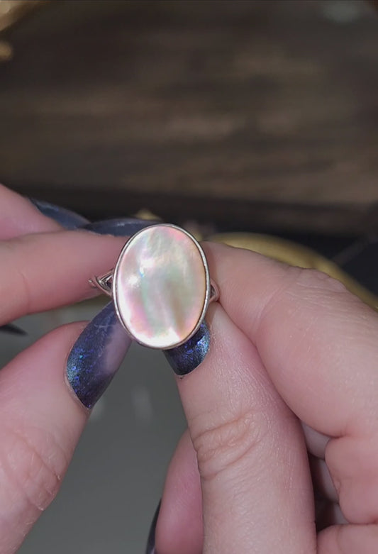 Iridescent Pink Shell Ring