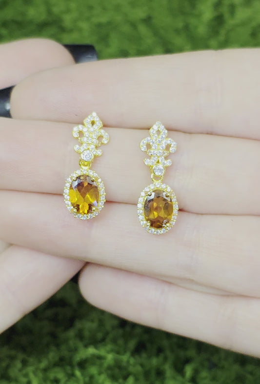 Fanta Garnet Fleur De Lis Earrings