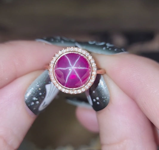 Star Ruby Rose Rold Ring