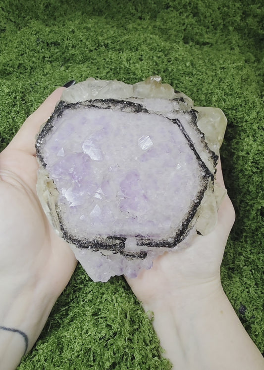 Amethyst, Calcite, and Goethite Specimen