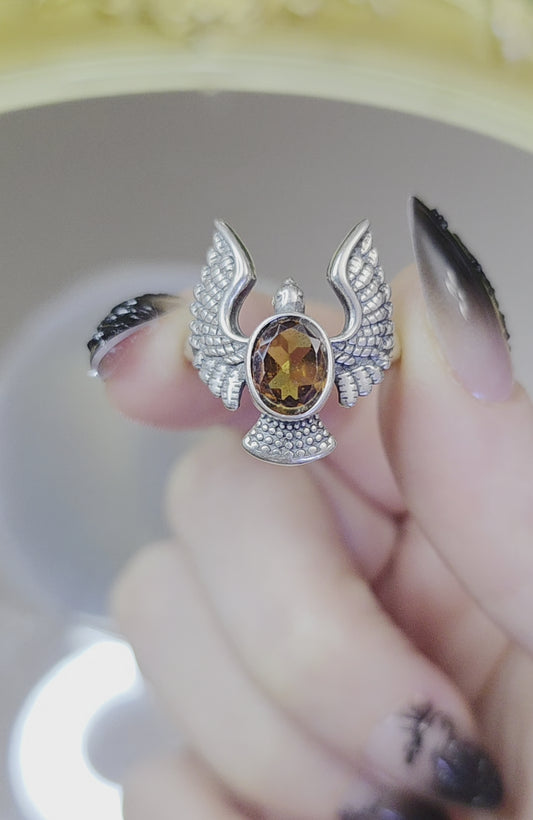 Fanta Garnet Bird Ring